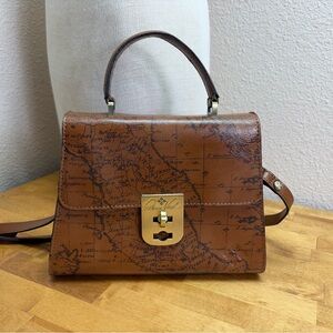 Patricia Nash Cassano Signature Map Leather Top Handle Crossbody